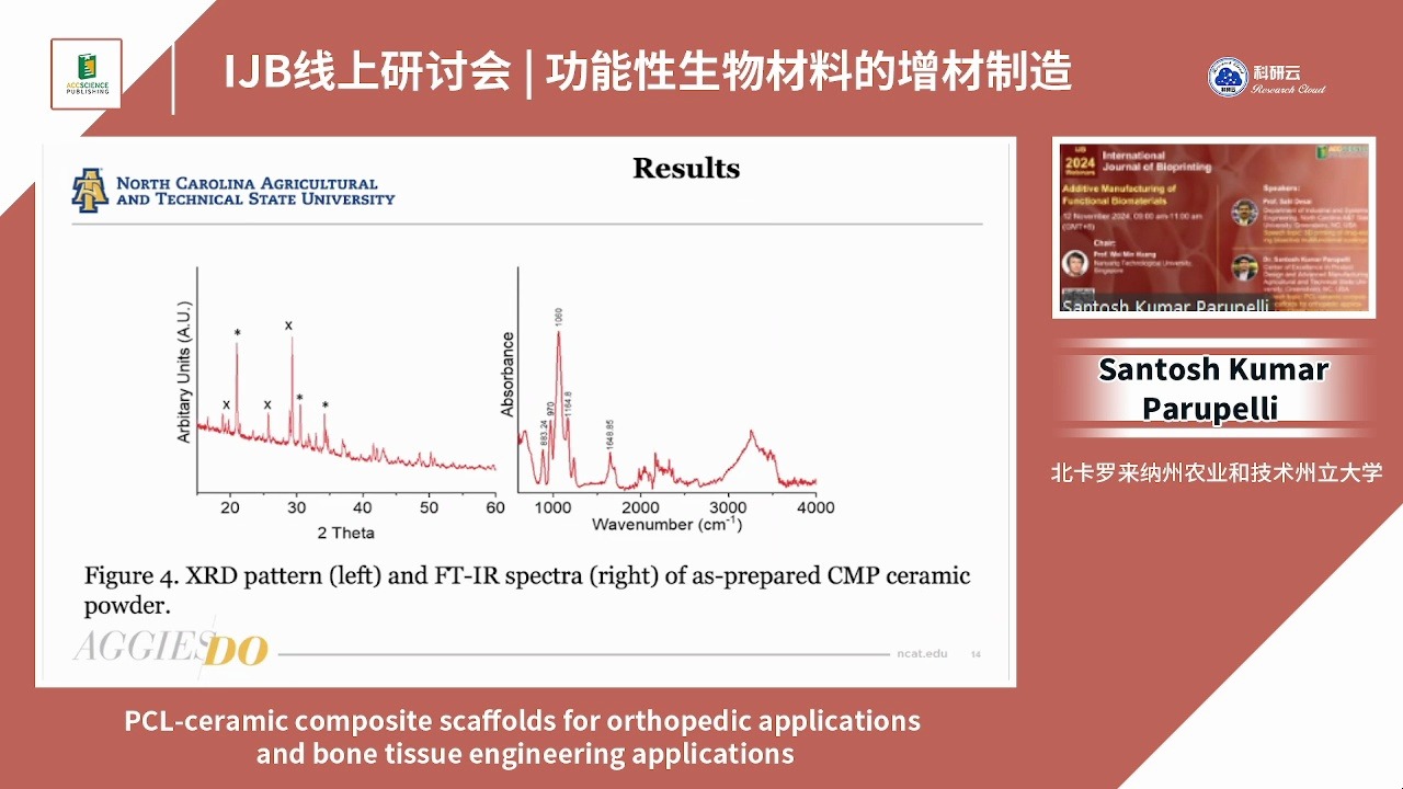 20241112北卡罗来纳州农业和技术州立大学Santosh Kumar Parupelli用于骨科和骨组织工程的PCL 陶瓷复合支架哔哩哔哩bilibili