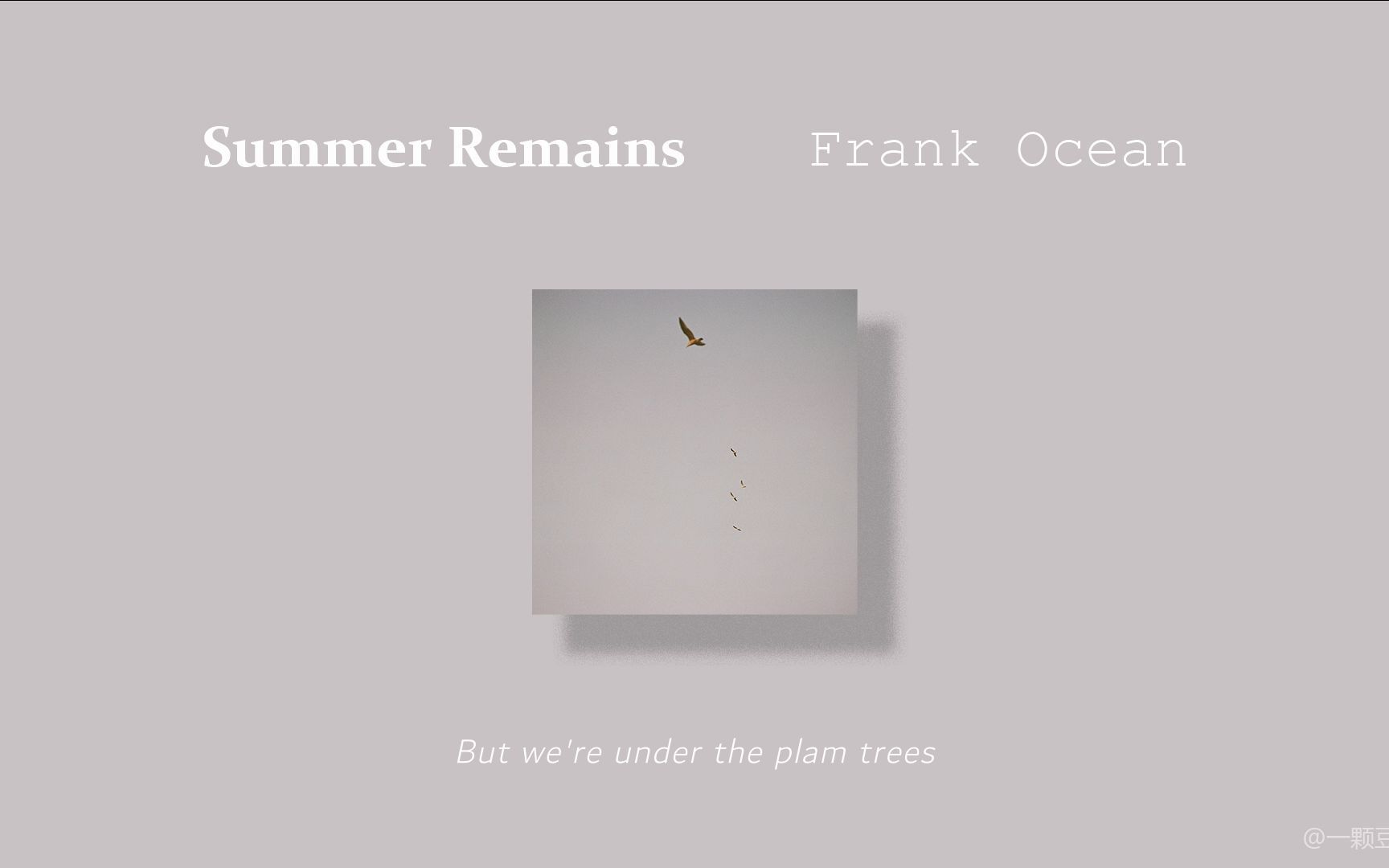 [图]【Summer Remains】 Frank Ocean - undocumented, RARE - 2017 06 01