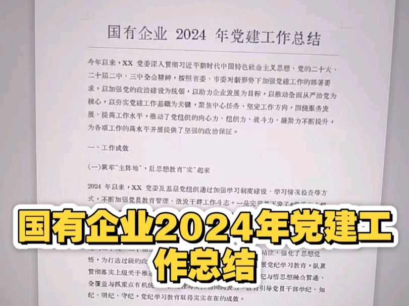 国有企业2024年党建工作总结哔哩哔哩bilibili