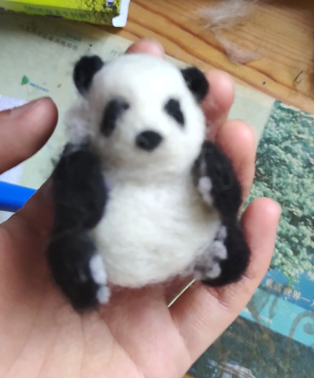 羊毛毡熊猫花花