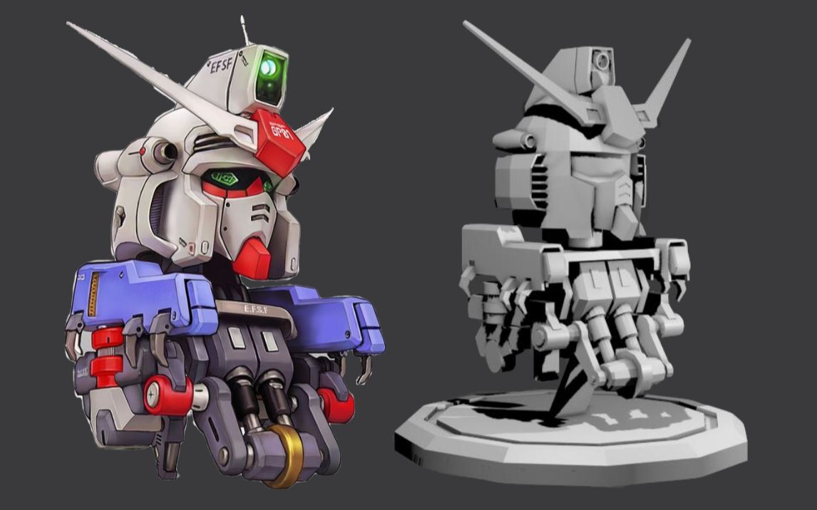 3dmax入门教程:详细到初学者也能跟着完成的高达头部建模