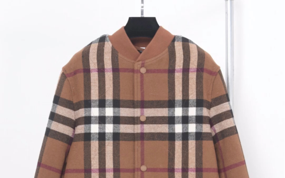 bbr巴宝莉高仿23fw格纹羊毛飞行员夹克 s-xl