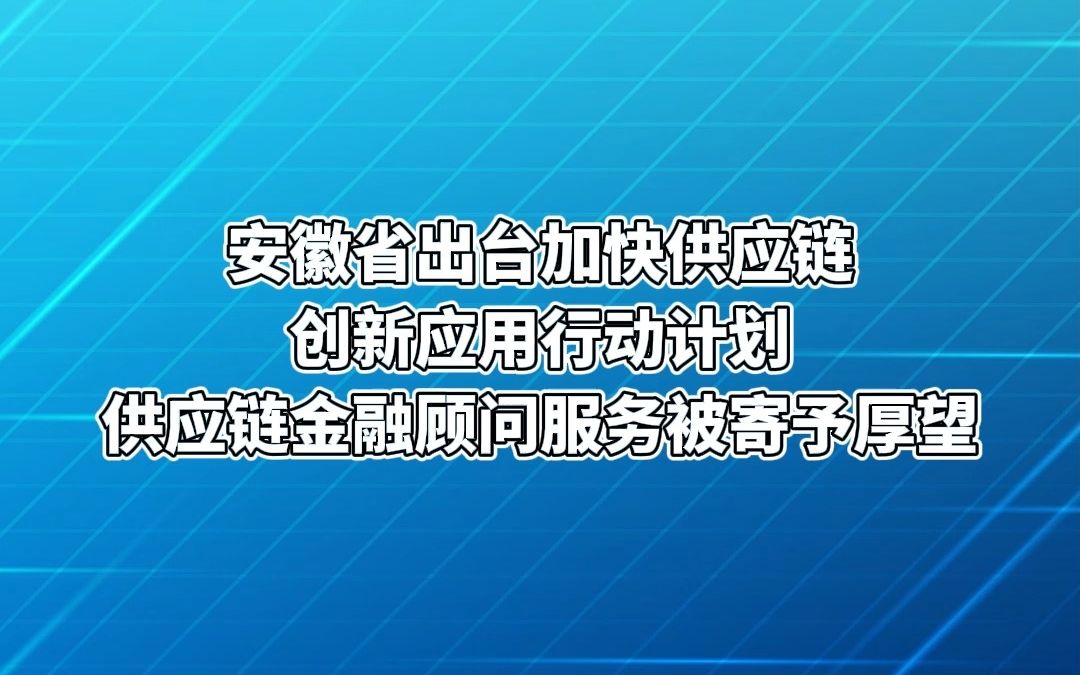 安徽省出台加快供应链创新应用行动计划,供应链金融顾问服务被寄予厚望哔哩哔哩bilibili