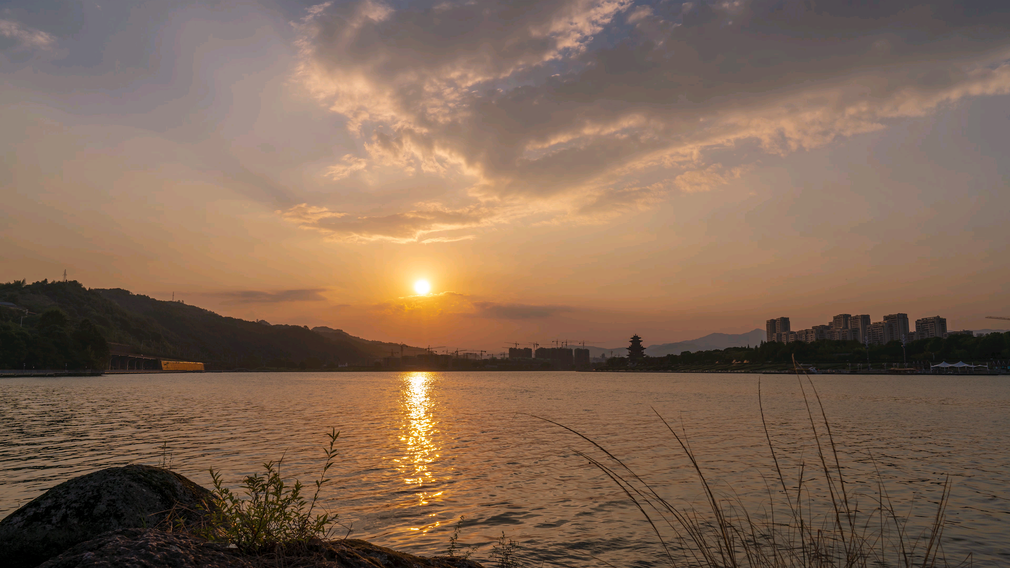 延时摄影#丽水南明湖落日 4k