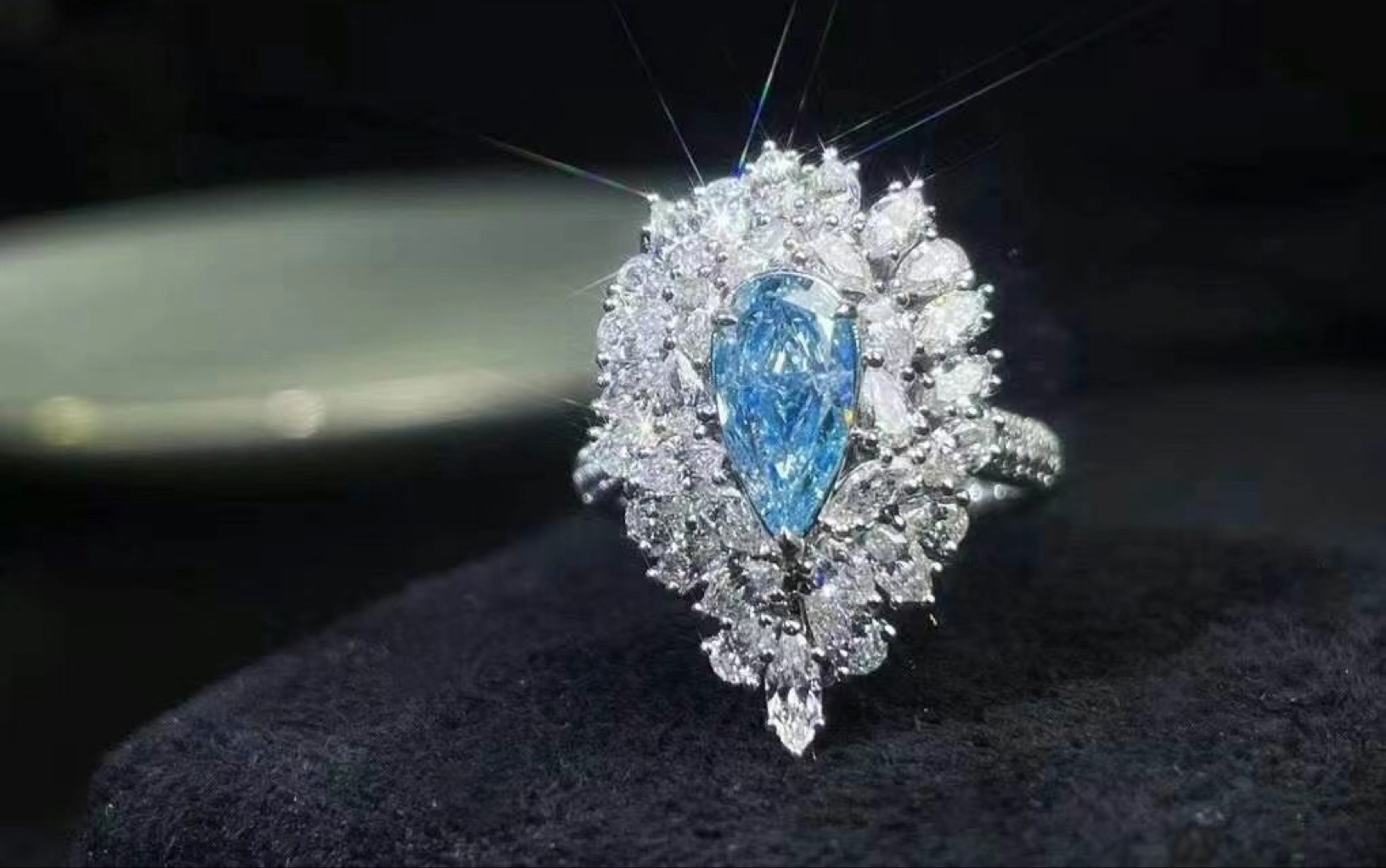 【水滴91gia蓝钻戒指】全球稀缺资源