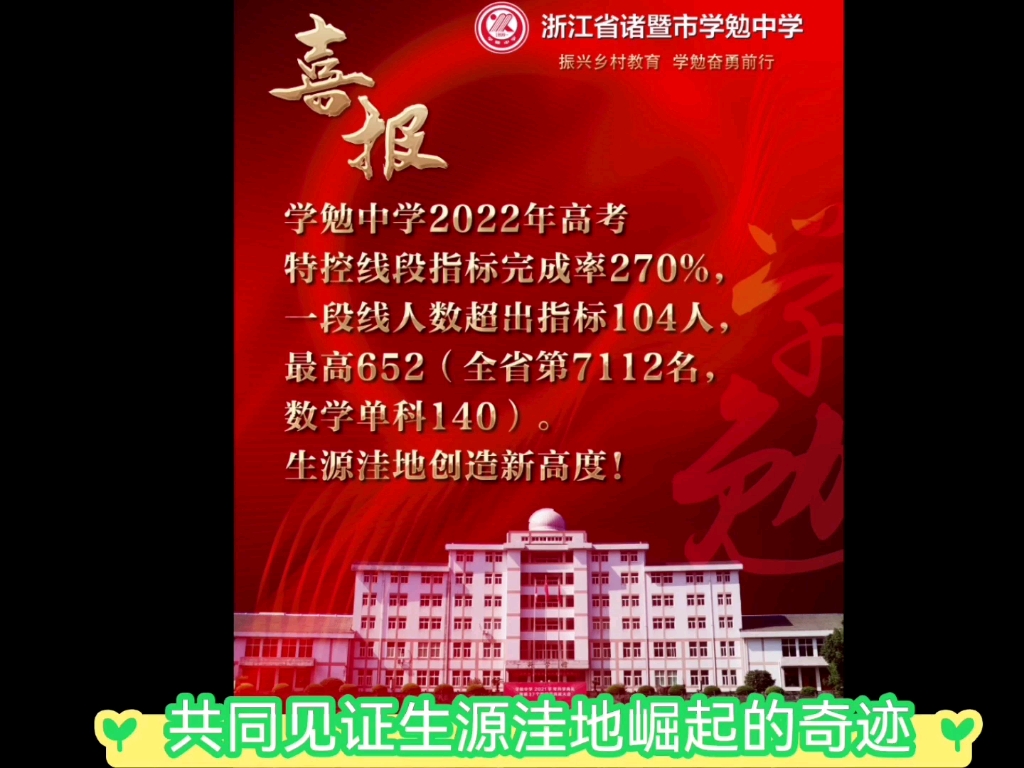 诸暨市学勉中学高考创造新高度