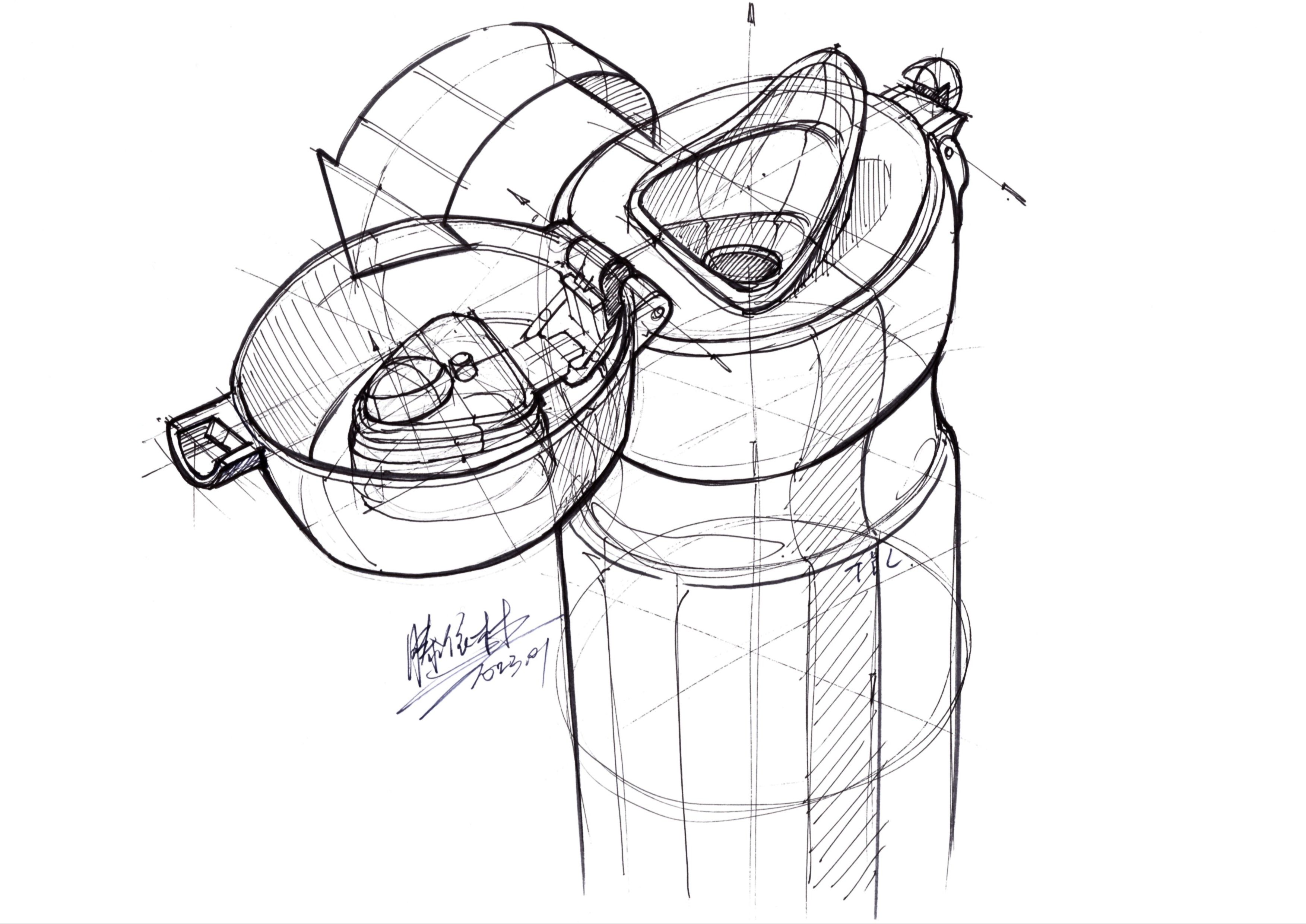 【工业产品设计手绘】保温杯口结构表现线稿(原版)哔哩哔哩bilibili