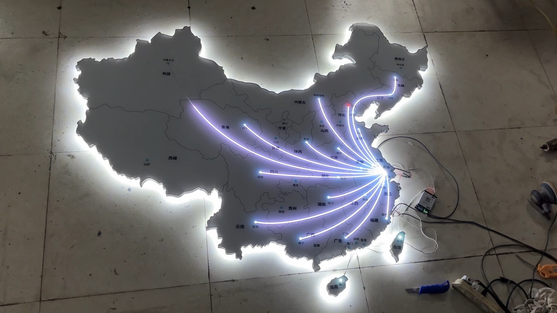 动态流水发光地图制作#背景墙发光中国地图广告牌#战略布局发光地 