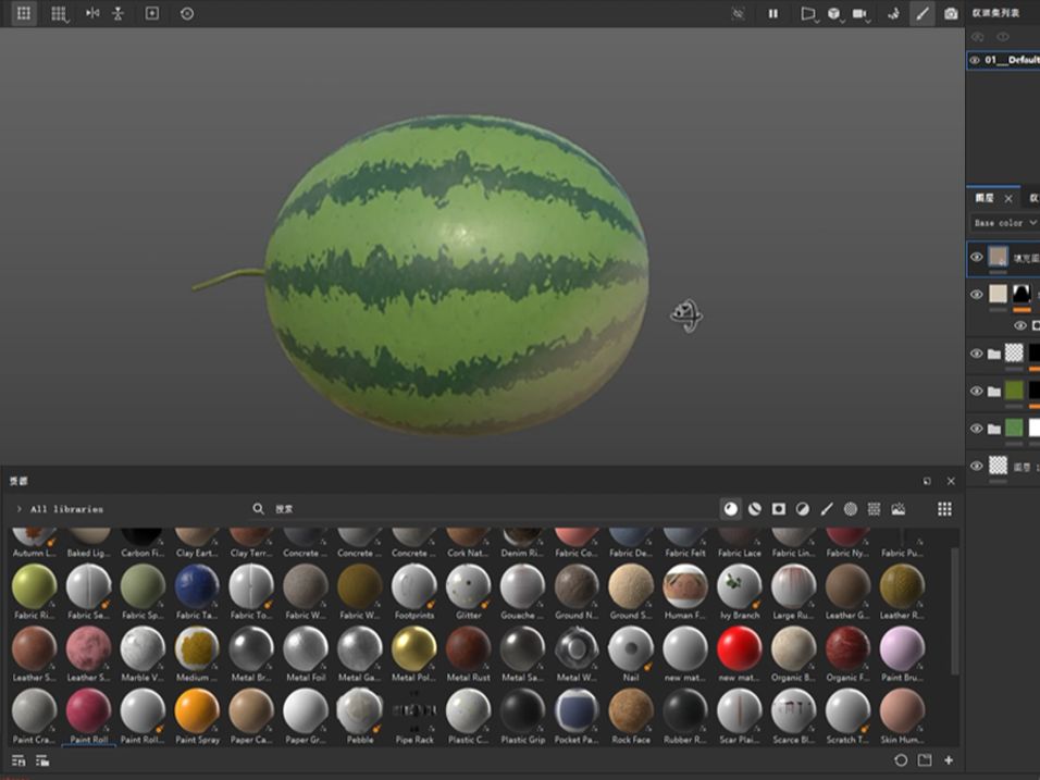 【SP材质】西瓜材质制作,Substance Painter次时代材质贴图哔哩哔哩bilibili