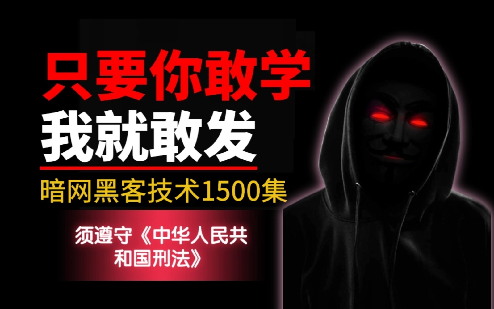 [图]【从入门到入狱】暗网黑客教程1500集，全程干货无废话！只要你敢学我就敢教！【针对零基础，小白到小黑】