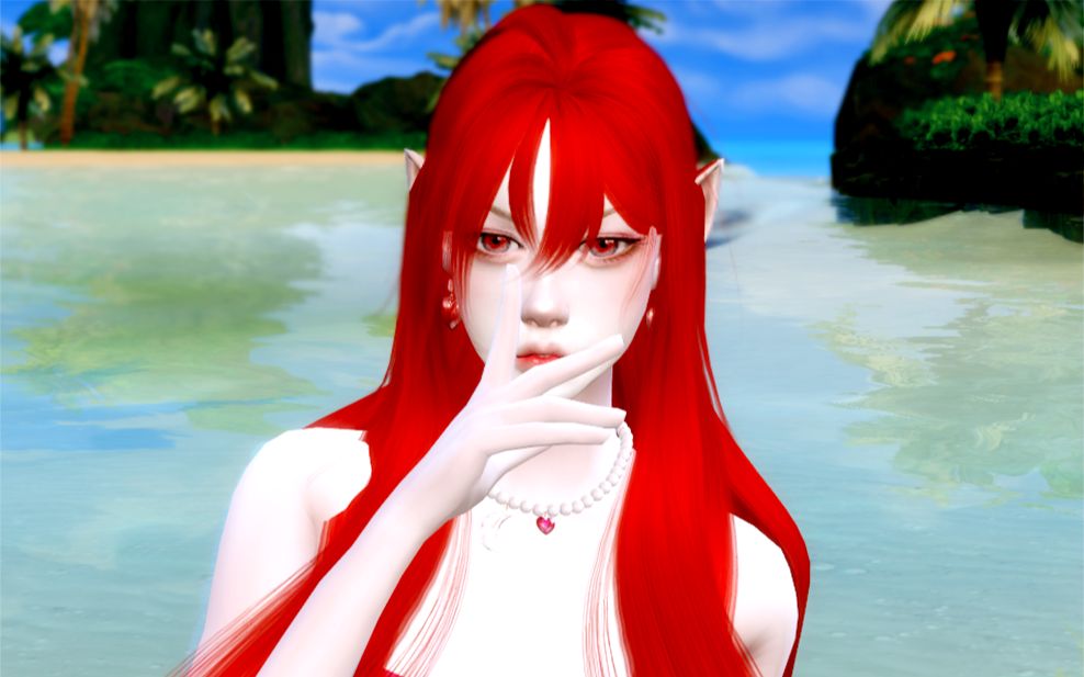 模拟人生4红发赤瞳人鱼你喜欢大海吗