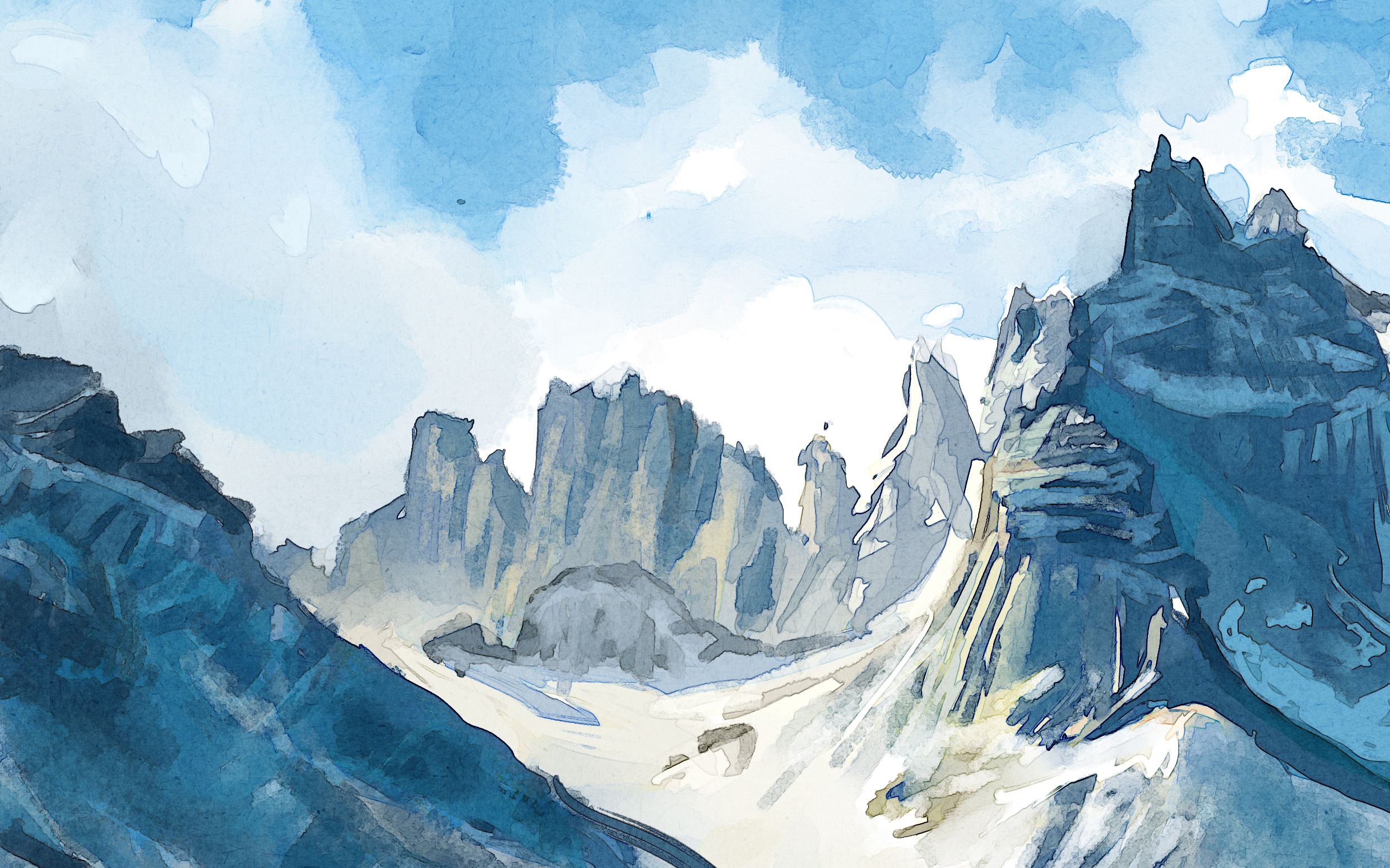 【板绘】雪山风景临摹