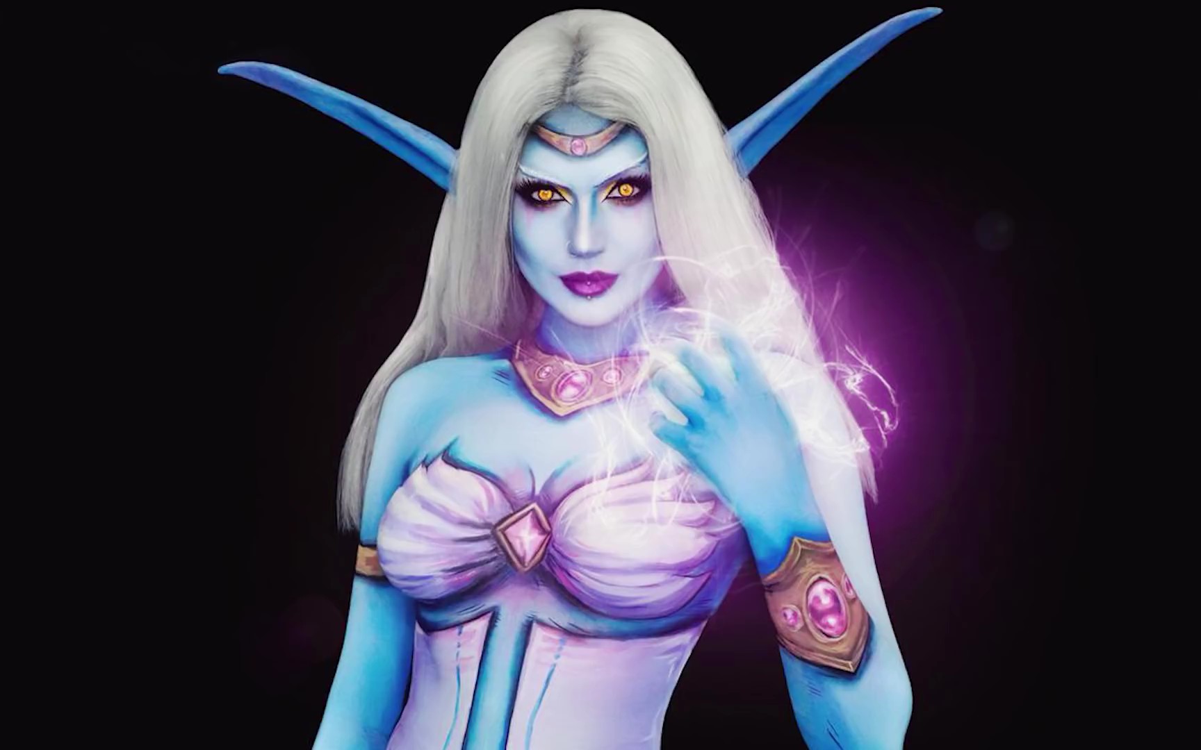 外国妹子把自己画成精灵女王艾萨拉_哔哩哔哩 (゜-゜)つロ 干杯