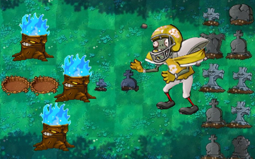 【pvz自制关卡】墓园尸潮第2天:暗金骷髅vs鬼火树桩_哔哩哔哩 (゜-゜)