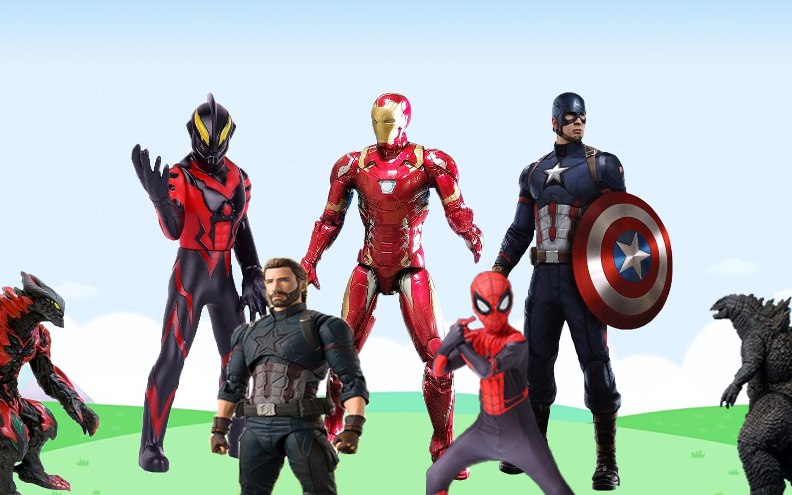 奥特曼小故事1贝利亚结合哥斯拉能量与复仇者联盟对抗