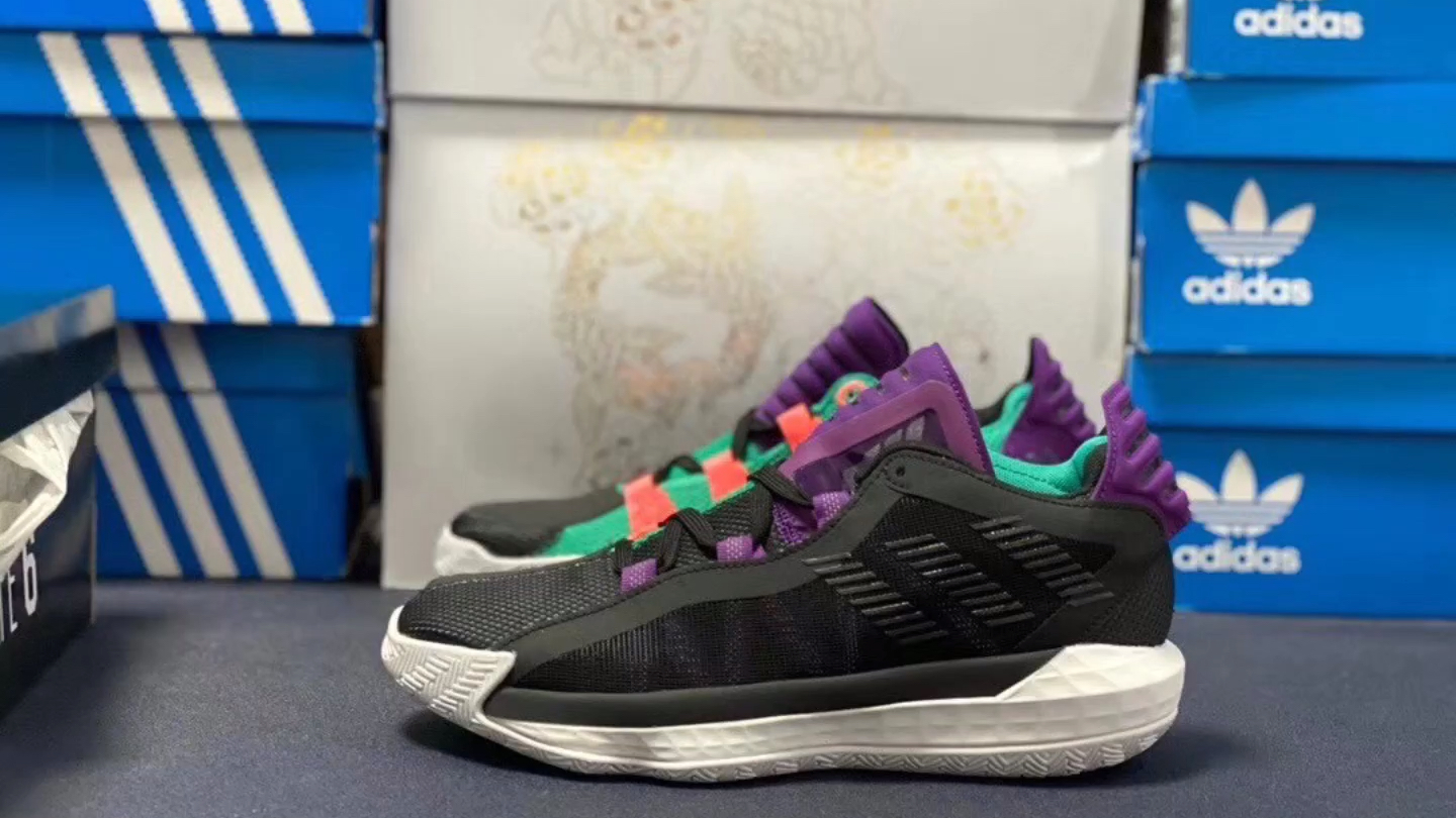 adidas阿迪达斯利拉德6 dame 6代国内款 黑紫 阴阳配色 3m反光 篮球鞋