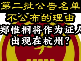 第二批公告名单不公布的理由郑惟桐将作为证人出现在杭州?网络棋友闲聊公告名单煞有其事宣读不公布理由笑掉大牙了哔哩哔哩bilibili