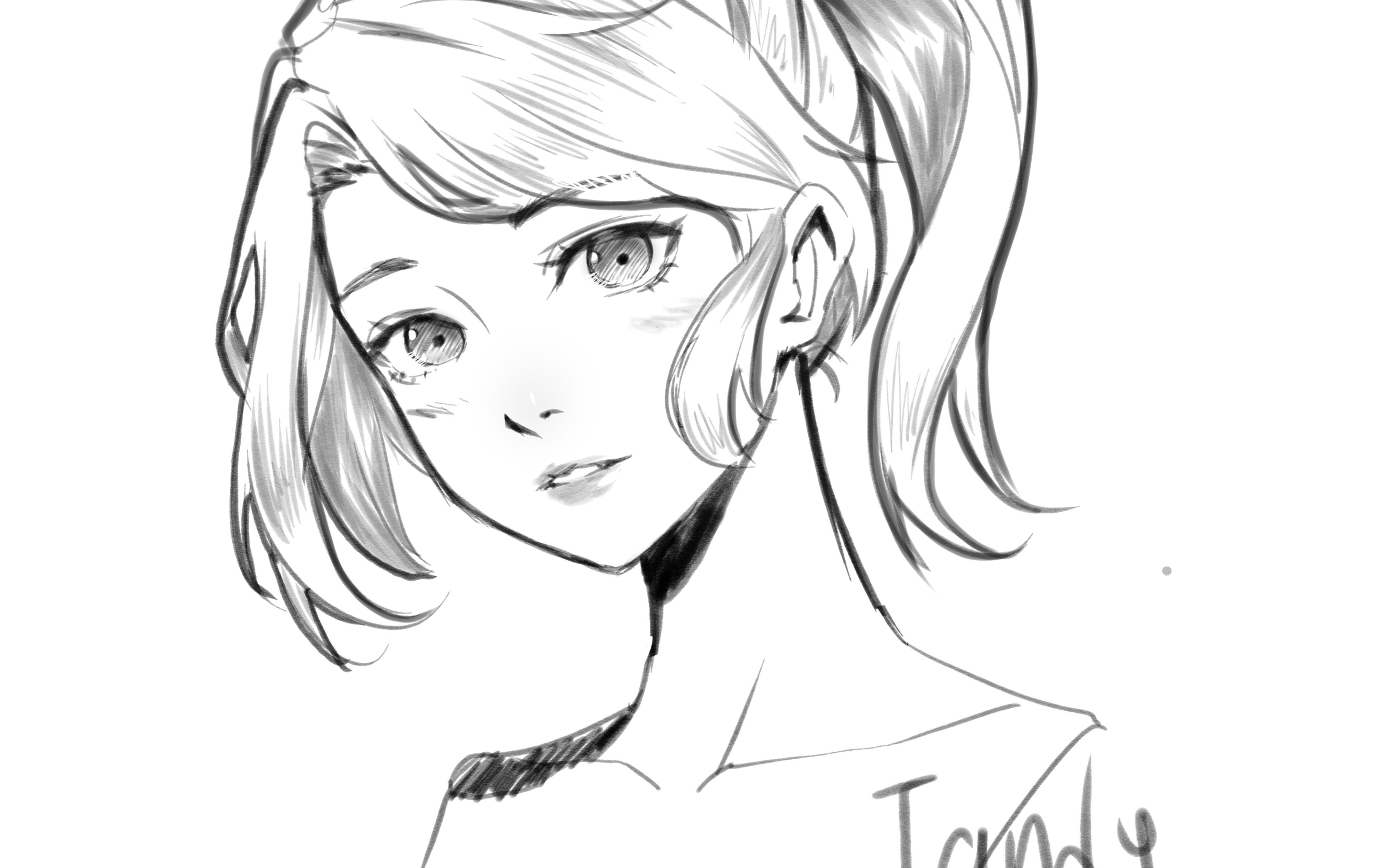 临摹clivenzu的一个女头像速写,原速,有人看的话以后会更新更多速写