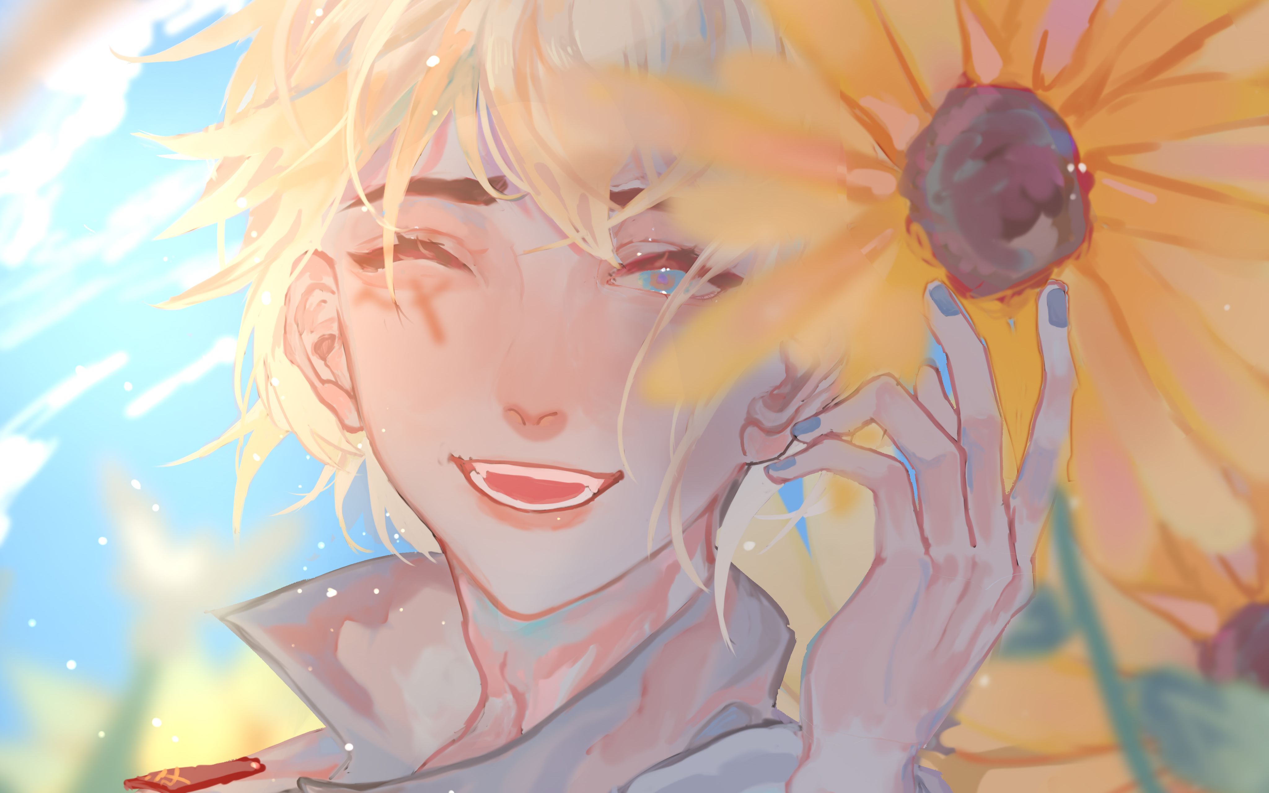 板绘厚涂ch国拟蓝天和向日葵