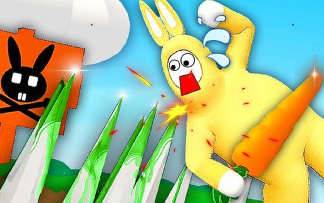 超级兔子人 看我的兔子轻功,一头直接扎到了陷阱里 阿波兔解说