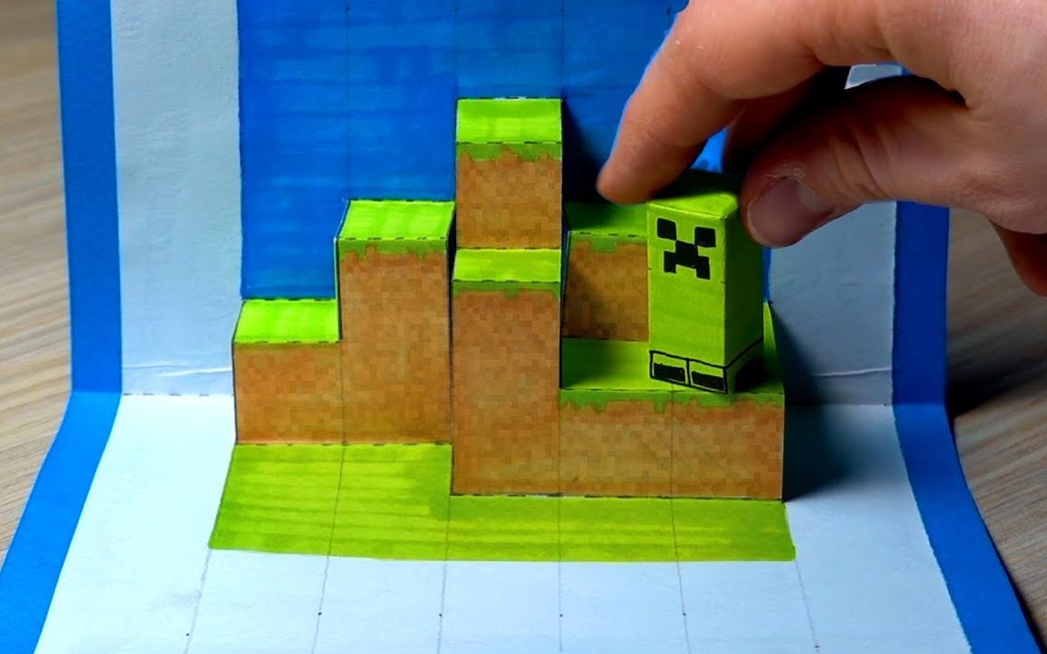 教你手工制作《我的世界》苦力怕翻翻立体书!