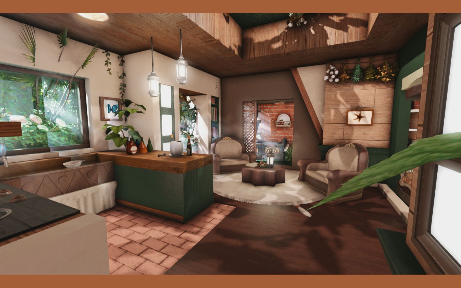 ff14装修展示s房木质森系现代小屋