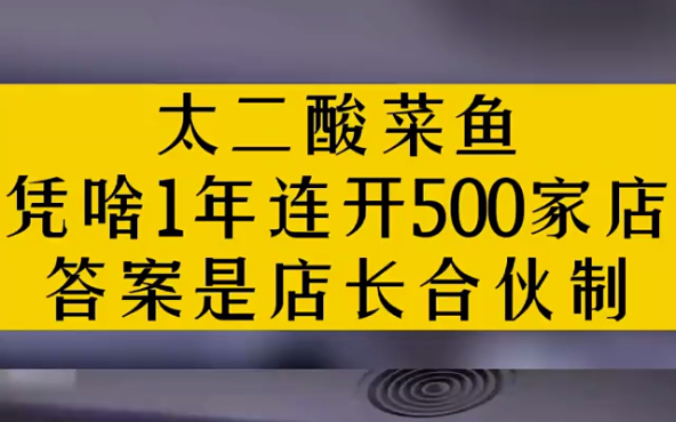 【咨询顾问教你创业】太二酸菜鱼 凭啥一年连开500家店,一年营业额12亿,答案是店长合伙制哔哩哔哩bilibili