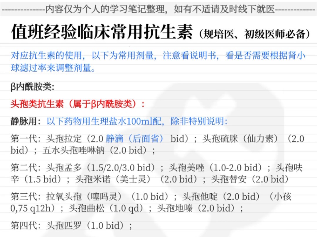 规培临床常用抗生素总结#医学生#规培医生#临床医学#执业医师#医学生规培哔哩哔哩bilibili