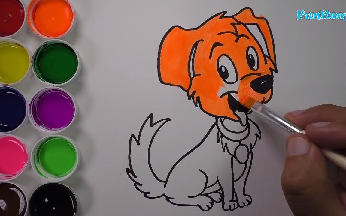 【简笔水彩画】教你画狗子然后上色~超级简单的简笔画,一看就会!