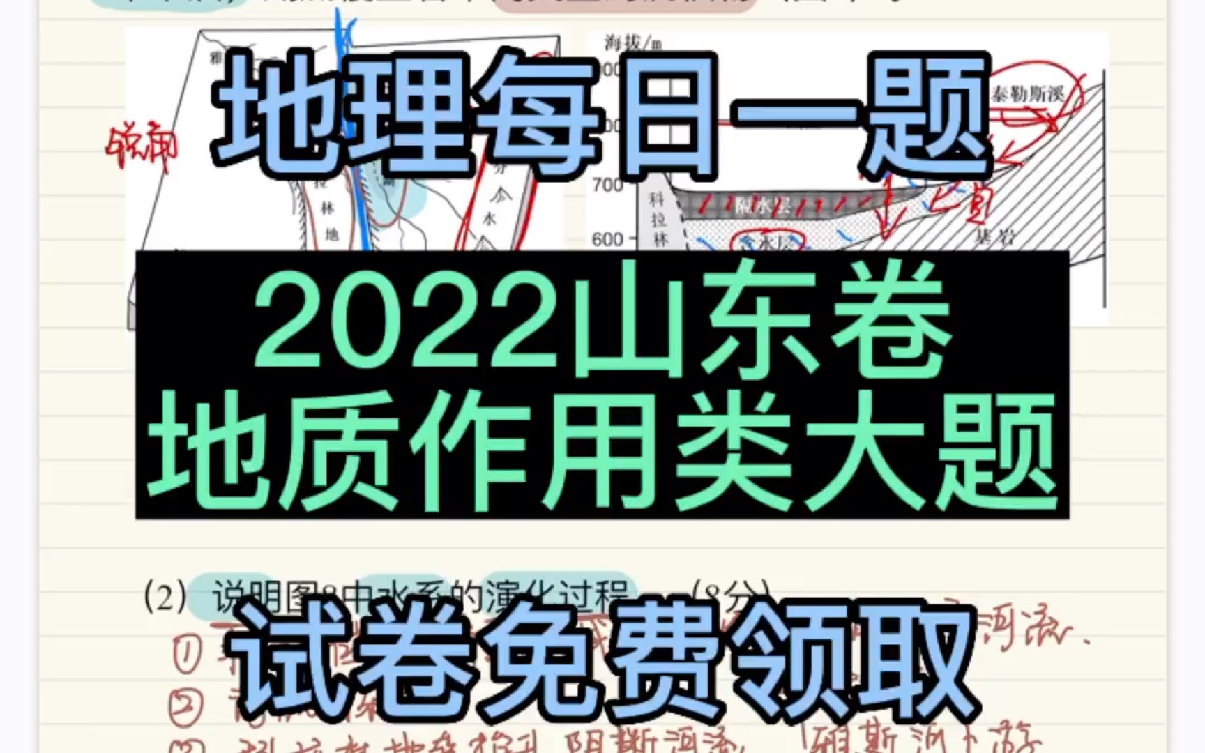 地理每日一题|DAY110 2022高考山东卷18题 地质作用过程哔哩哔哩bilibili