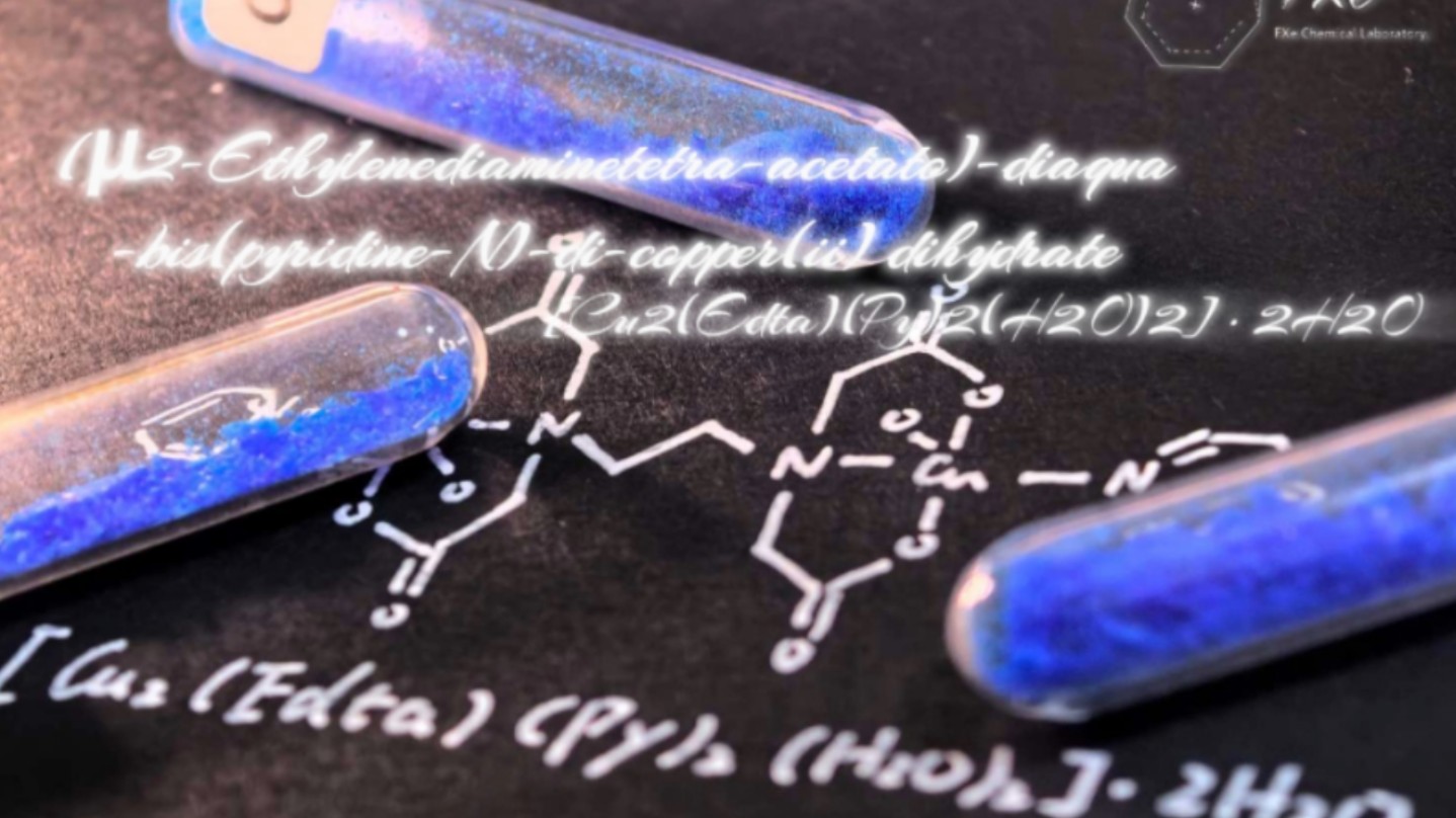 具有奇特结构的美丽蓝色晶体:[Cu2(Edta)(Py)2(H2O)2]ⷲH2O的合成[氟氙造物]哔哩哔哩bilibili