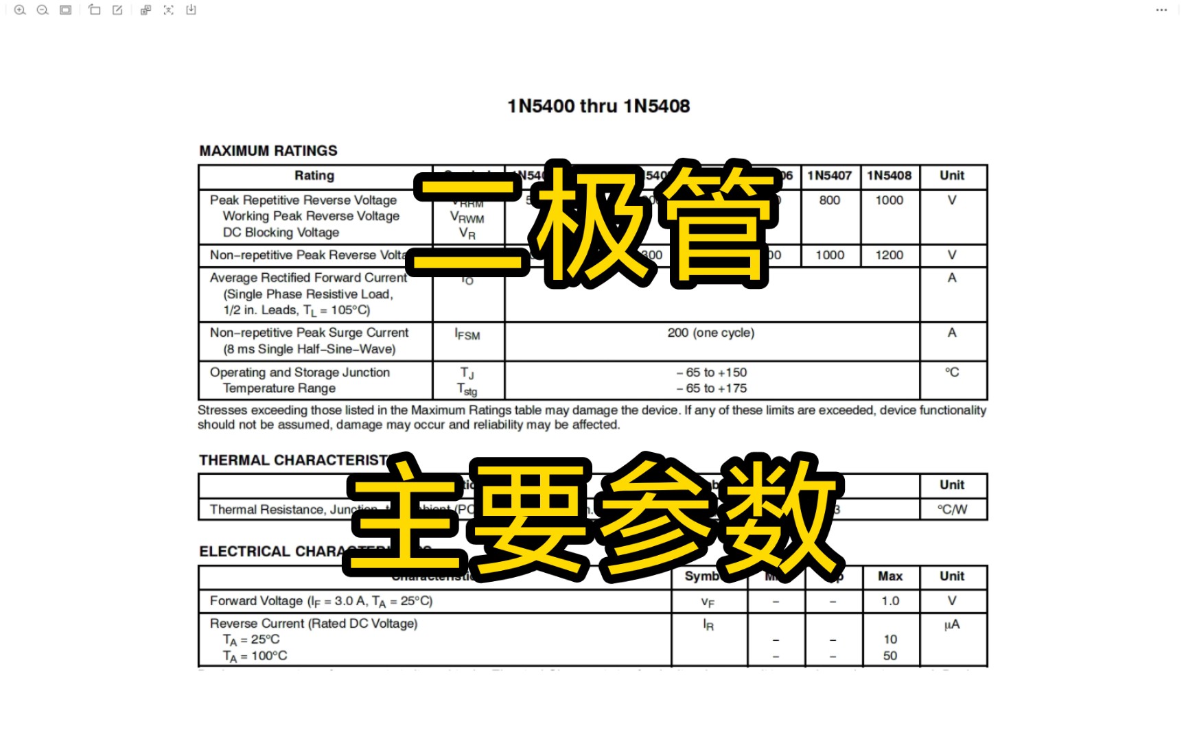 二极管主要参数简介,二极管选型常用参数,零基础学电路,零基础学电工,电子技术,电工知识,电路基础哔哩哔哩bilibili