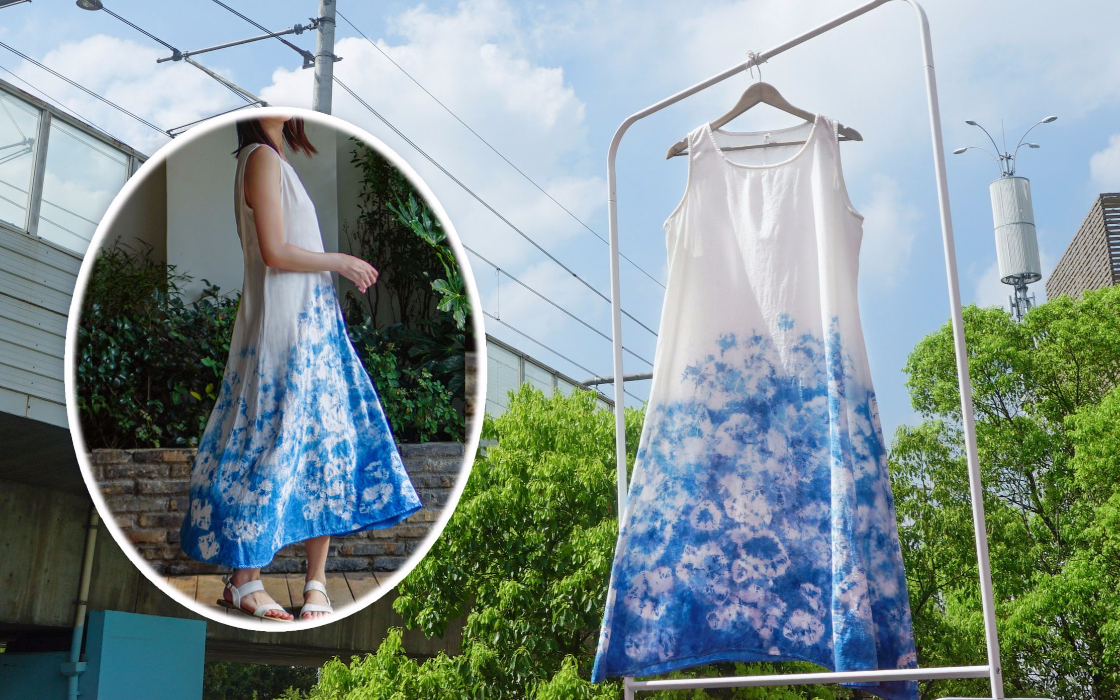 [图]【夏末蓝染裙】没想到, 有生之年能穿上自己做的夏末蓝染裙