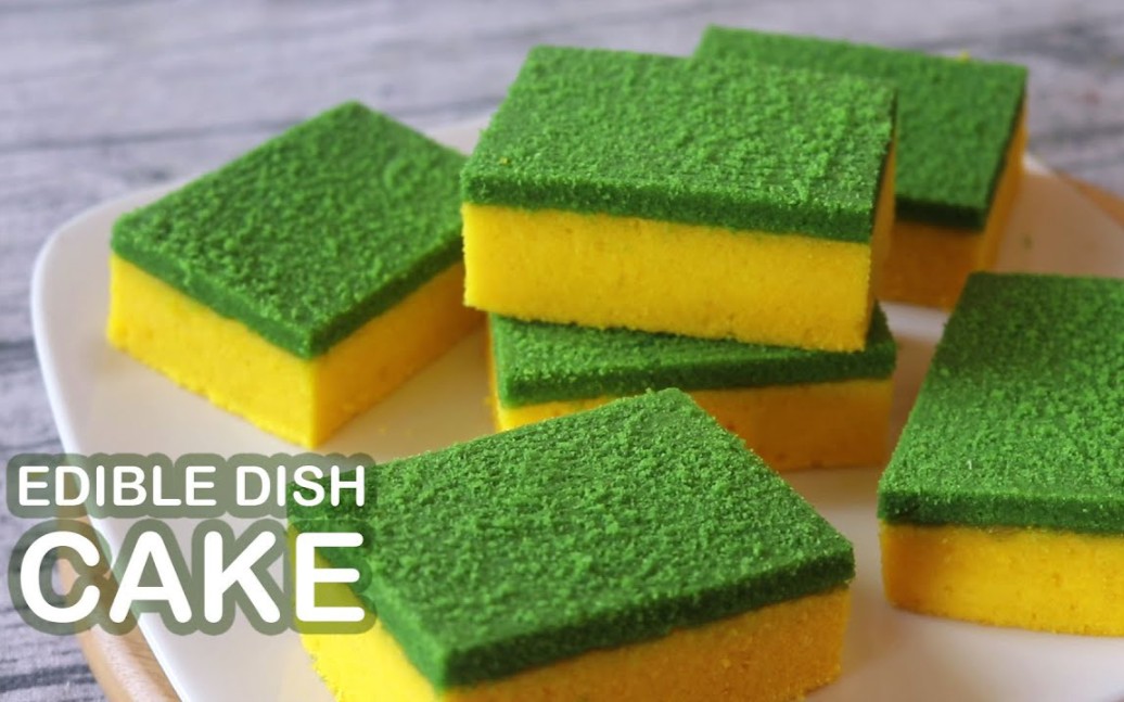 【卡通蛋糕】(中字)一块能吃的海绵?‖EDIBLE DISH SPONGE CAKE RECIPE哔哩哔哩bilibili