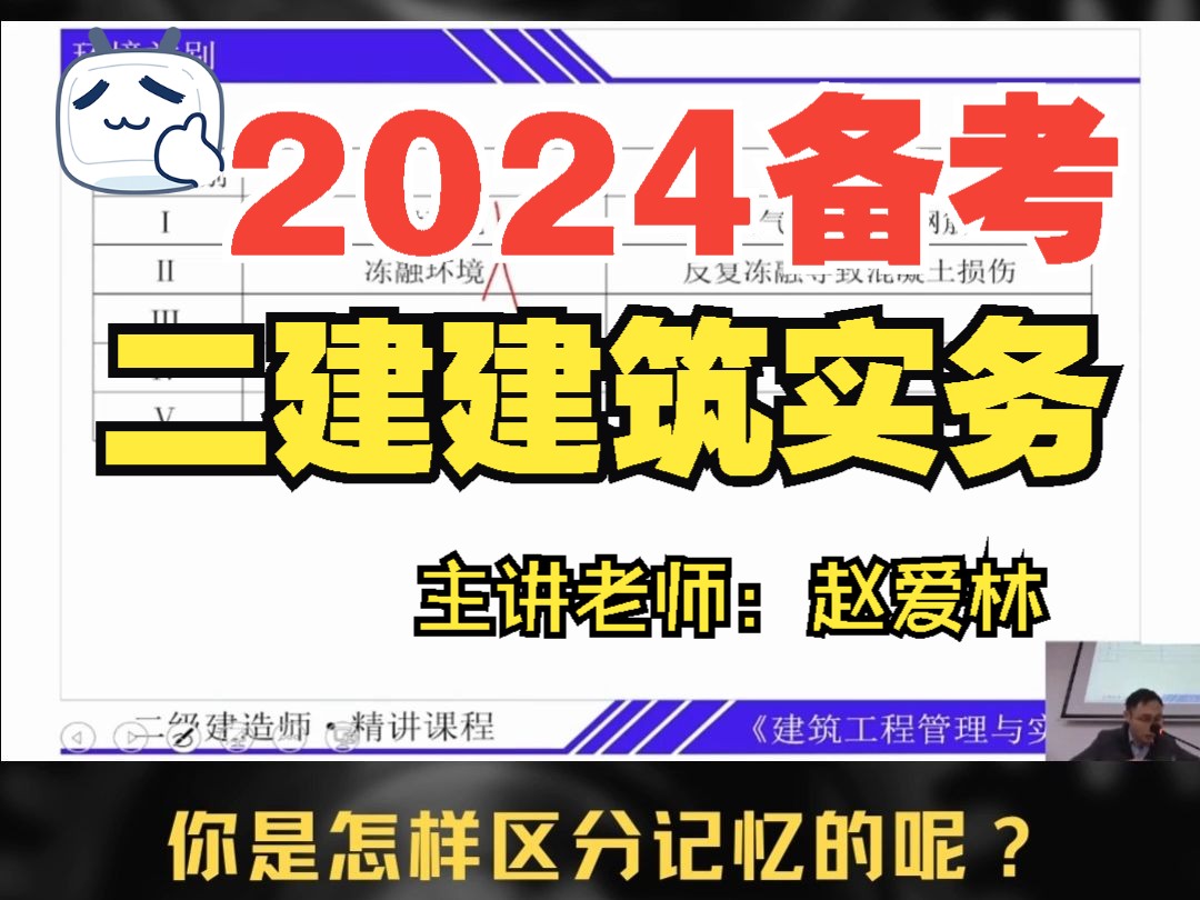 2024二级建造师建筑实务赵爱林二建知识点总结——环境类别的区分哔哩哔哩bilibili