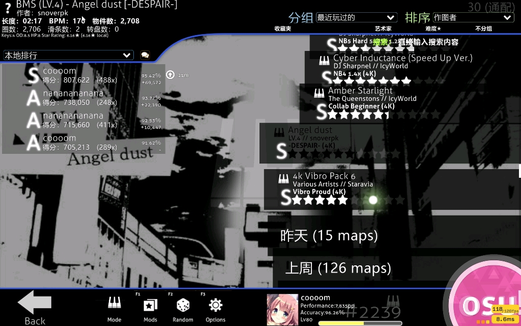 天使尘 95.42%OSU