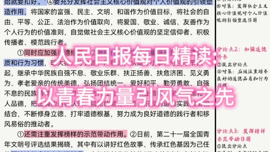 [图]人民日报每日精读:以青春力量引风气之先