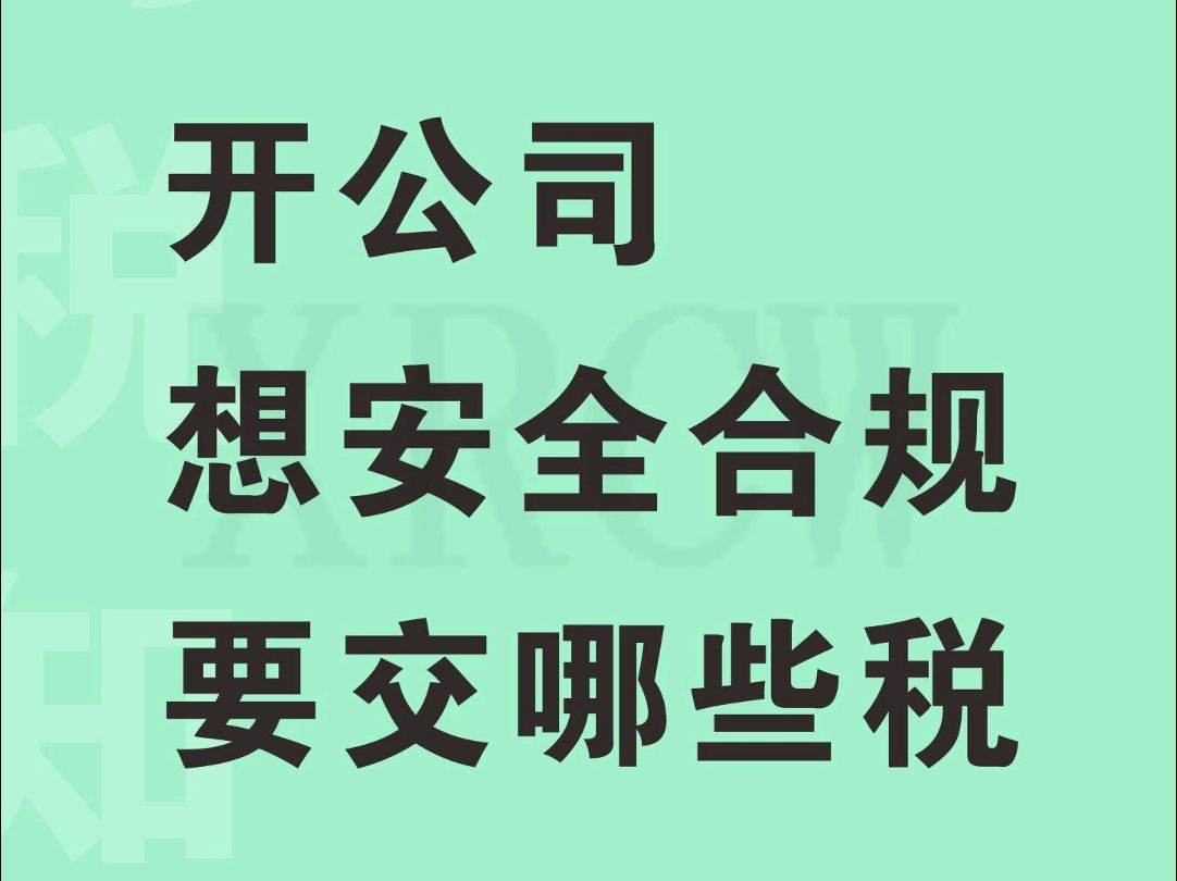 开公司想安全合规,要交哪些税哔哩哔哩bilibili