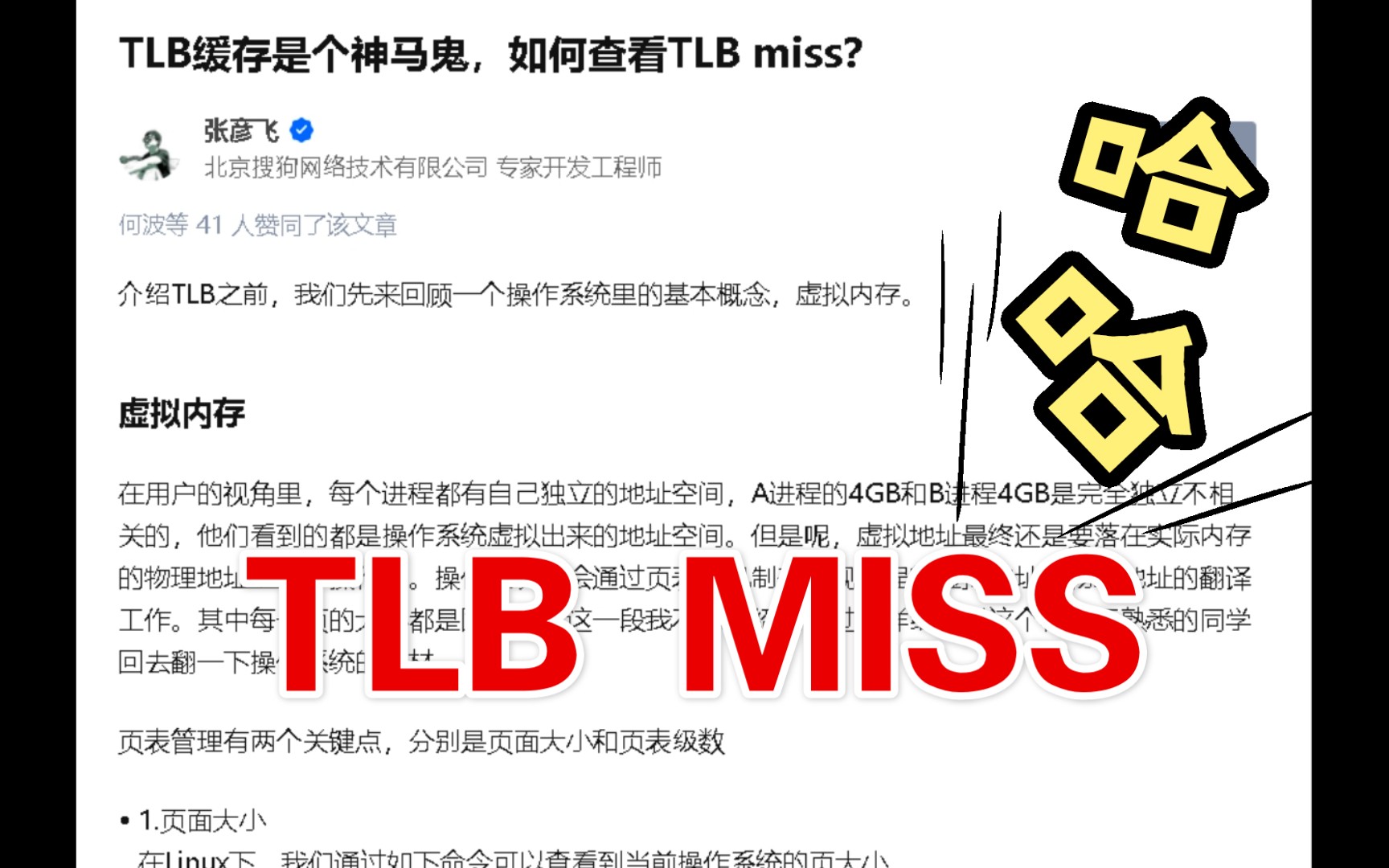 TLB缓存是个神马鬼,如何查看TLB miss?  知乎哔哩哔哩bilibili