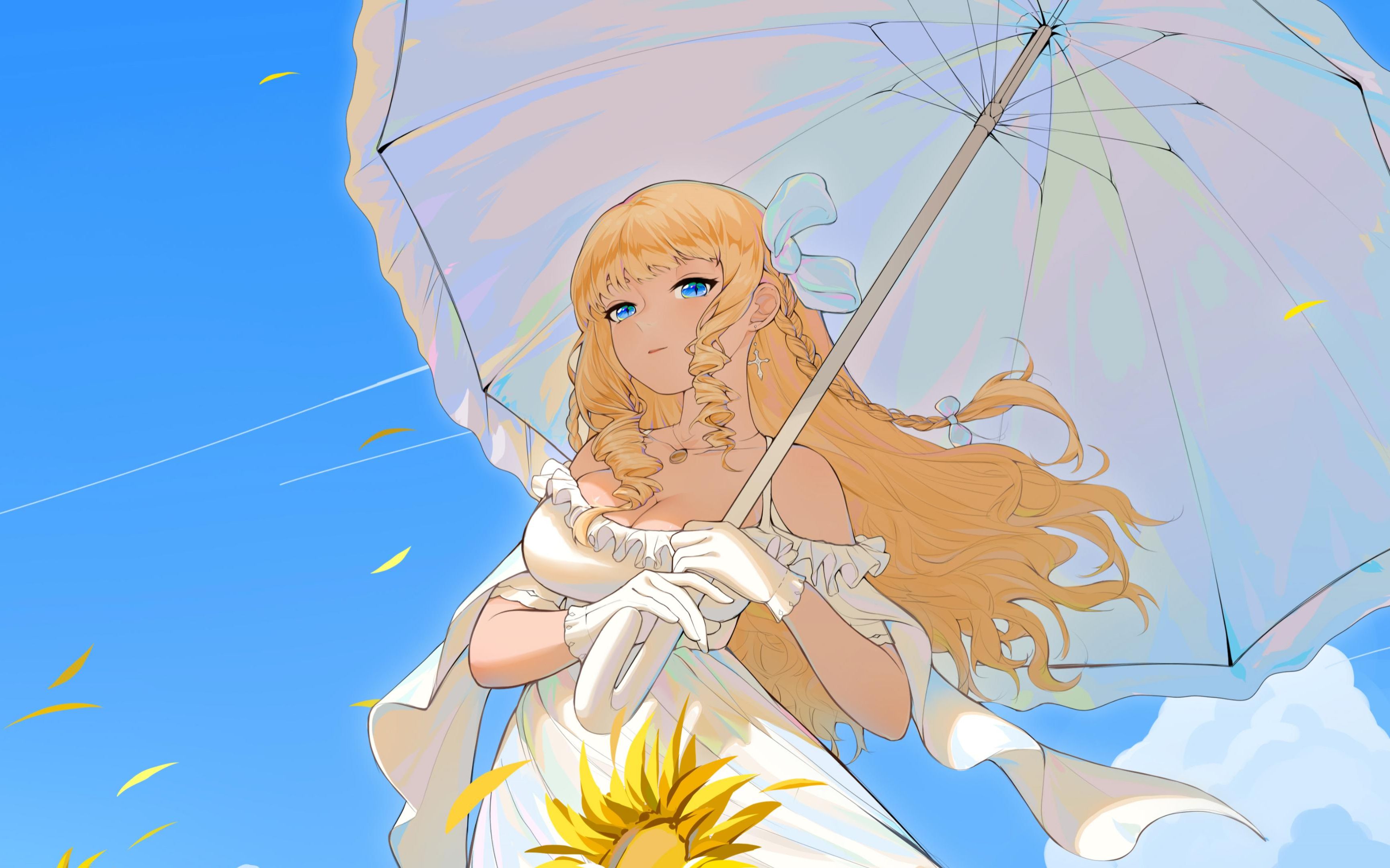 [绘画过程]向日葵花田中撑伞的少女