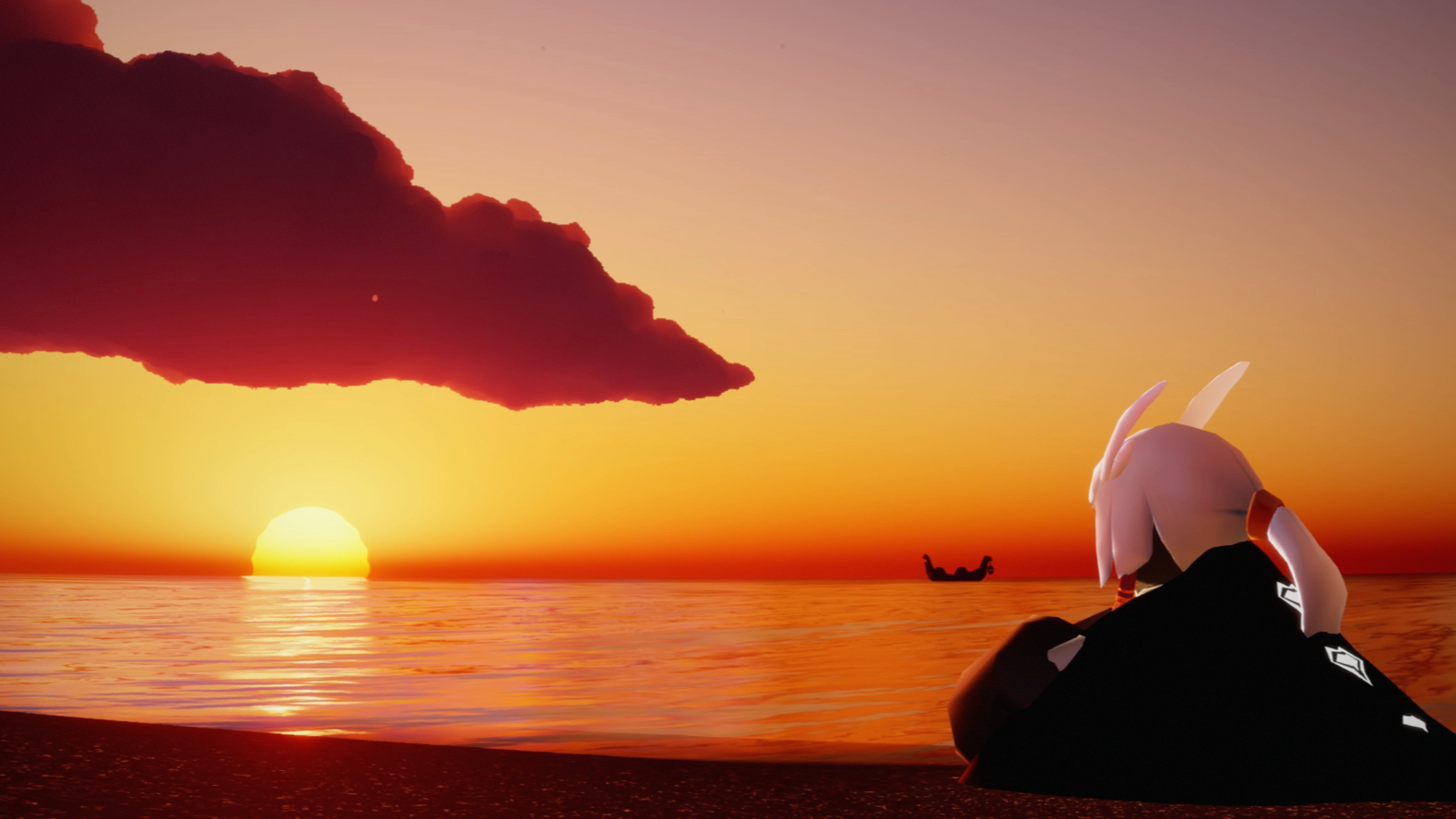 光遇 圣岛的黄昏夕阳与路人.