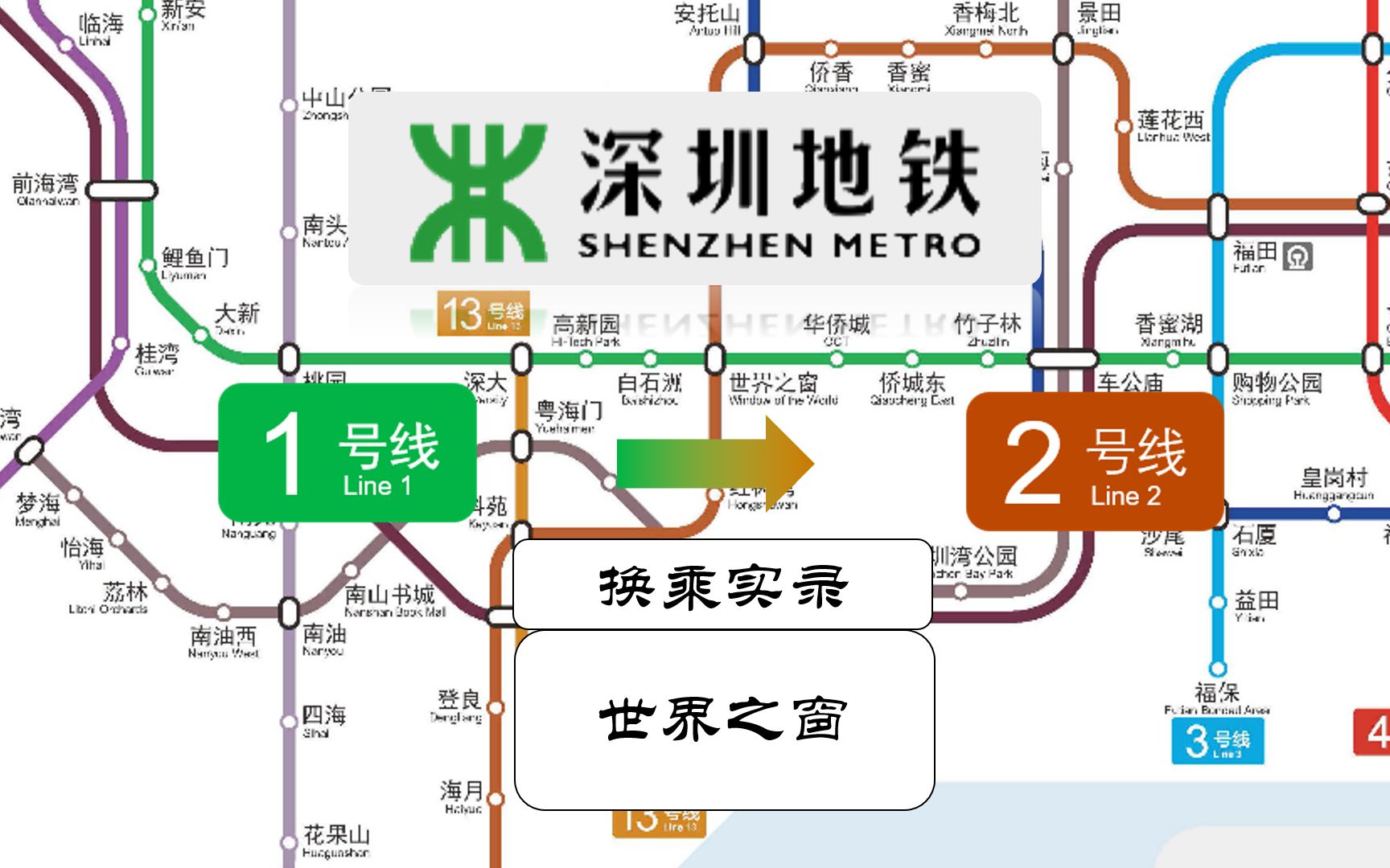 【深圳地铁】L1→L2世界之窗站换乘实录,方便的节点换乘哔哩哔哩bilibili