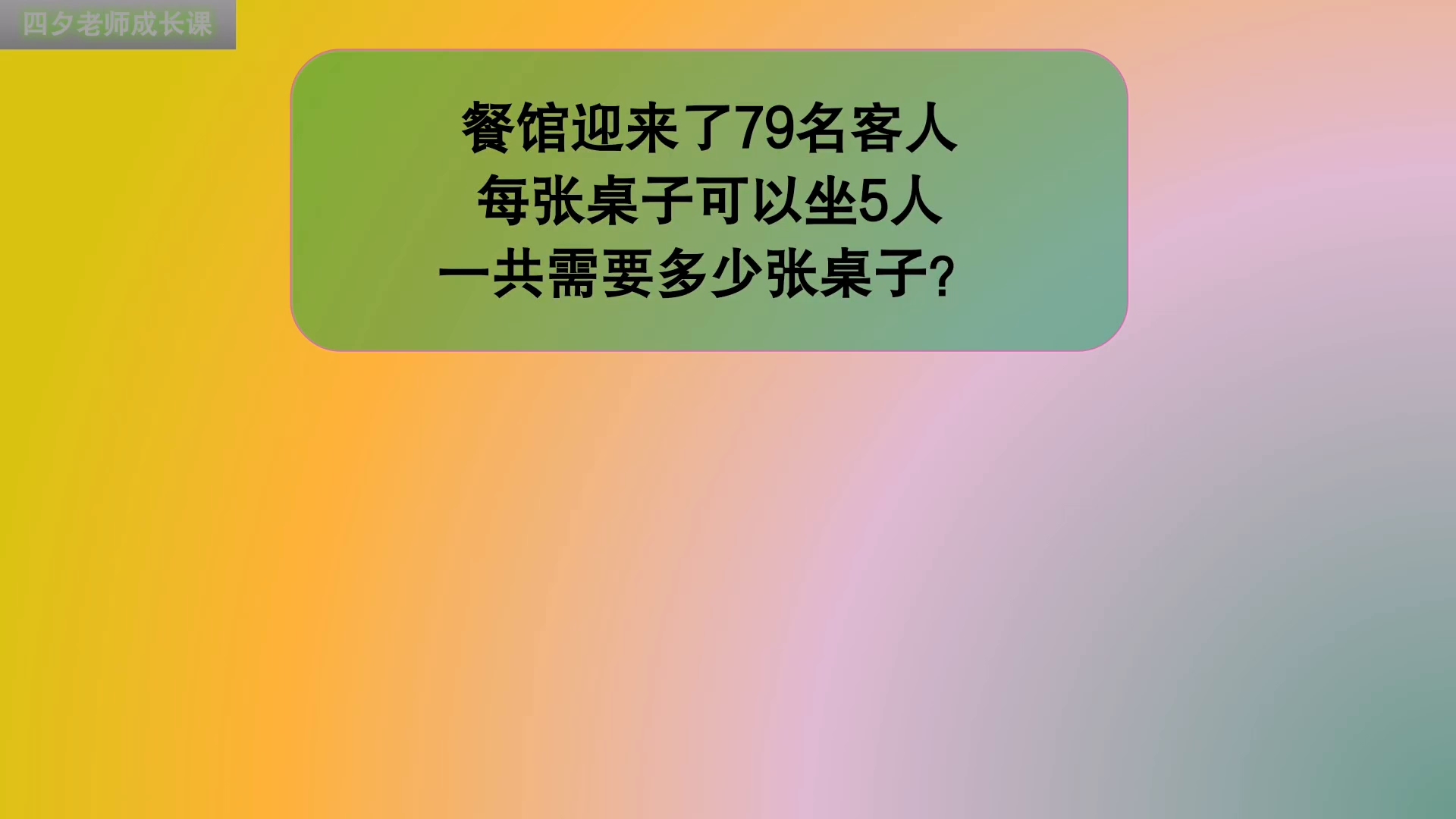 [图]三年级数学：有79人，平均每5人坐一张桌子，需要几张桌子