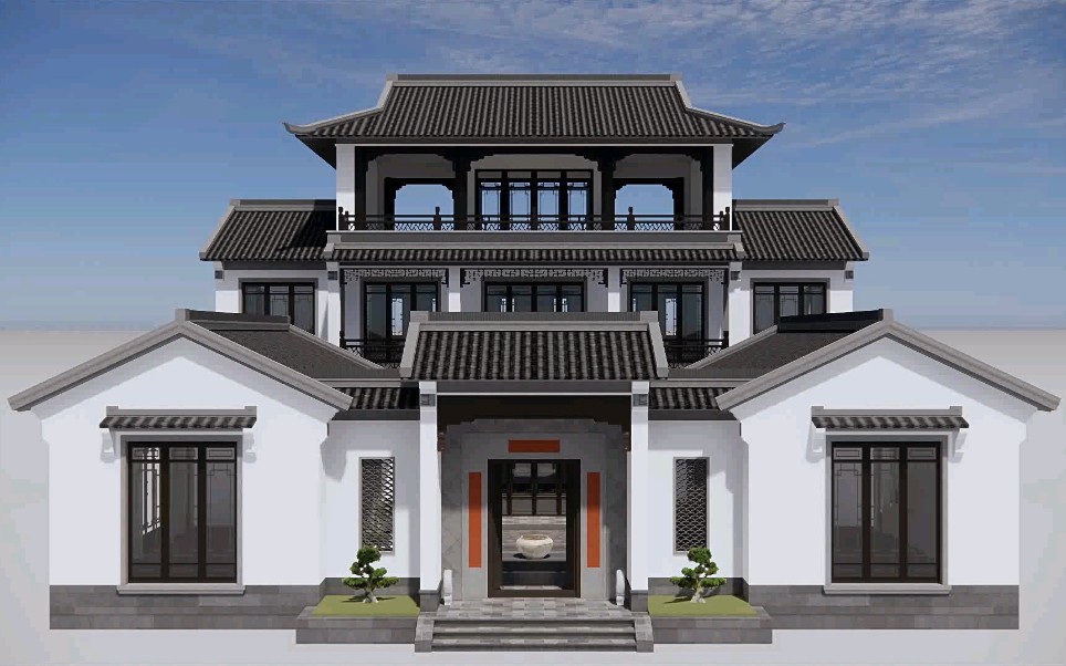 广西三层新中式四合院有特色的顶层观景台收获视觉上的享受