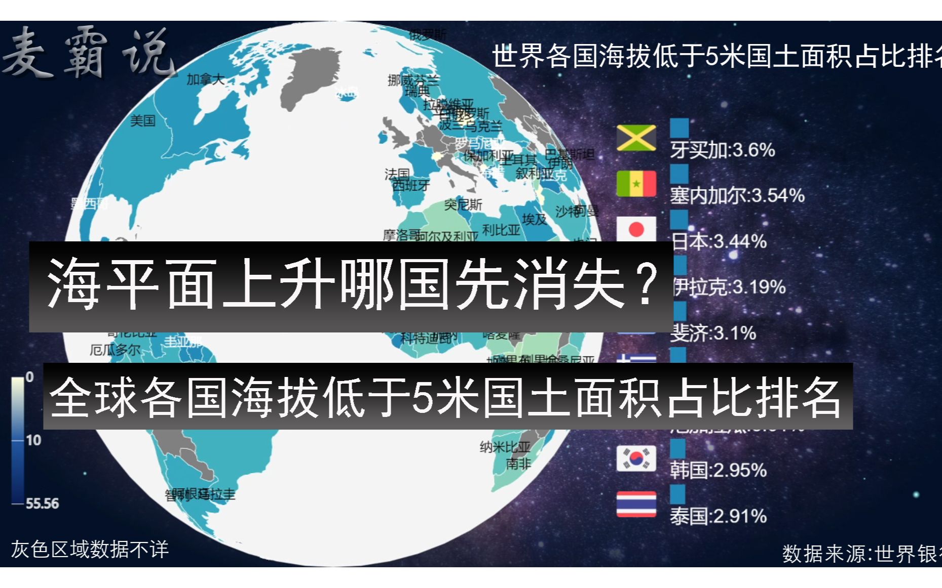 如果海平面上升,哪国会消失?世界各国海拔低于5米国土面积占比排名 地球 世界地图 地理哔哩哔哩bilibili