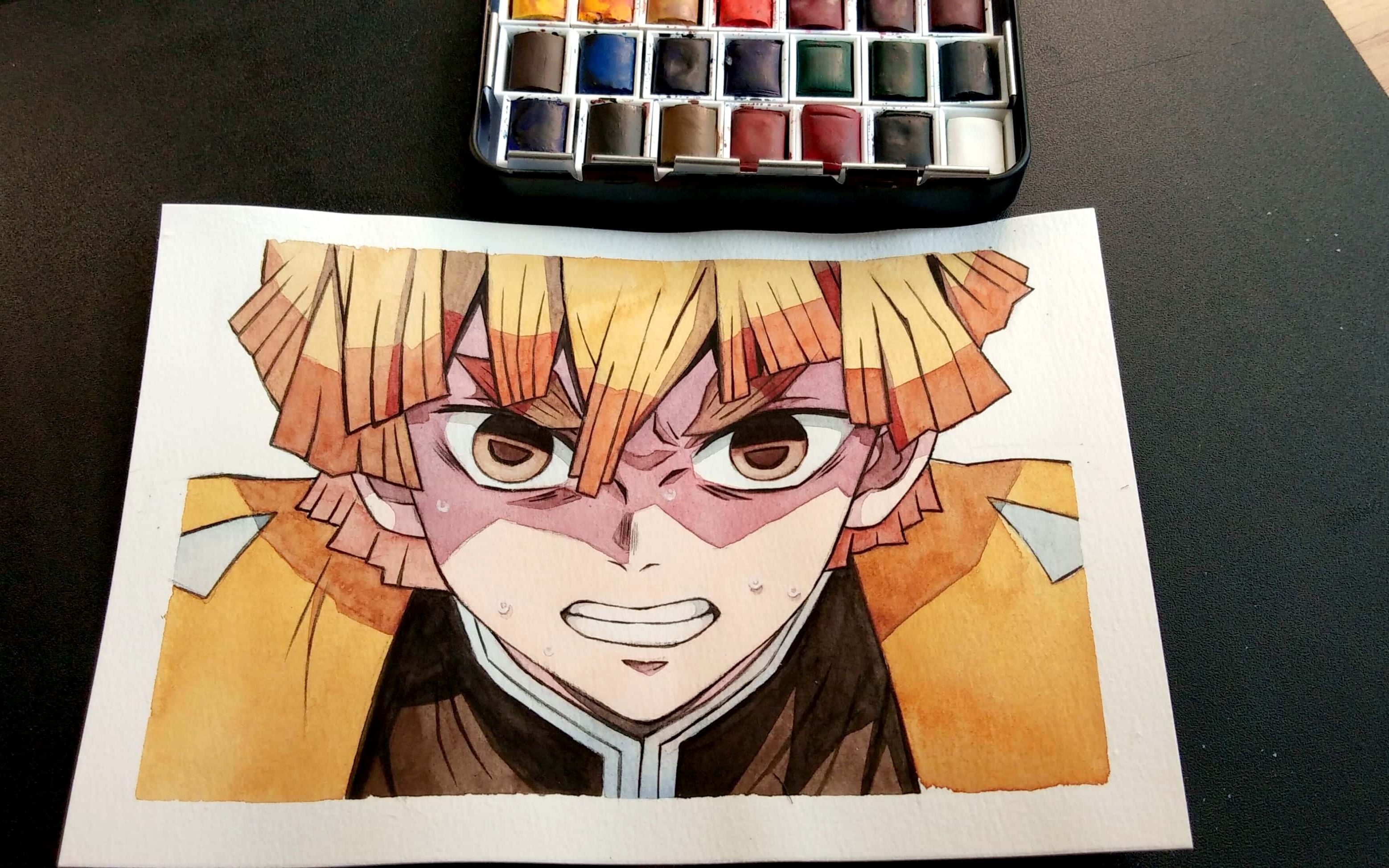 【水彩手绘】【鬼灭之刃】歌文水彩还蛮好用的哎