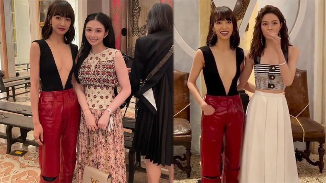 宋茜与邱淑贞女儿沈月同框,穿深v性感火辣,秀好身材惊艳全场