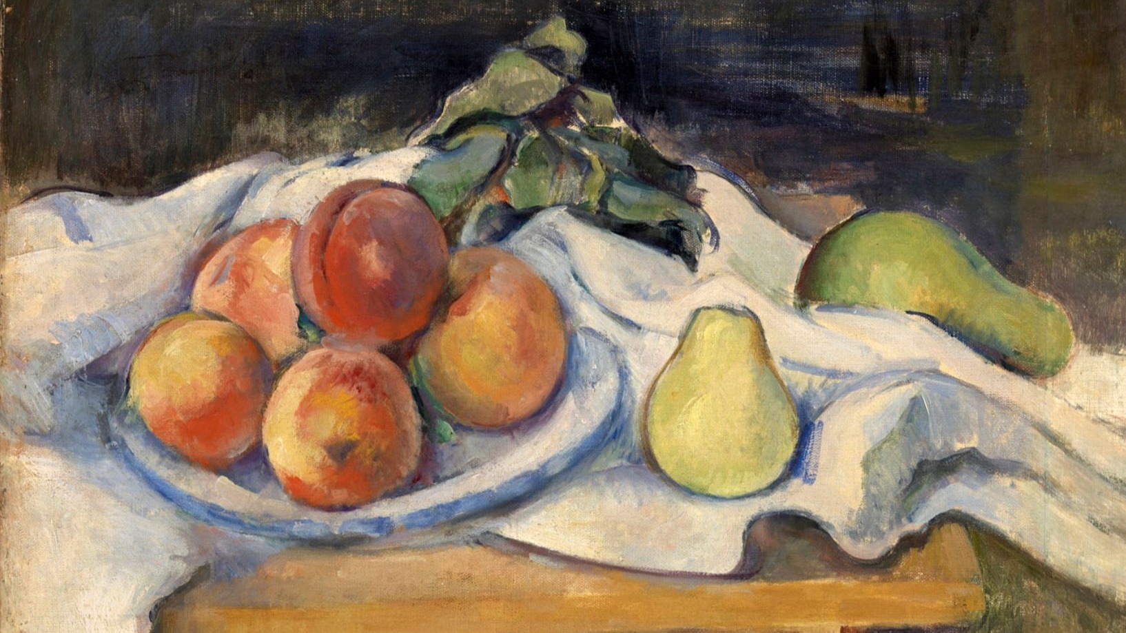 红色和绿色水果静物绘画过程,临摹塞尚的印象派风格油画作品