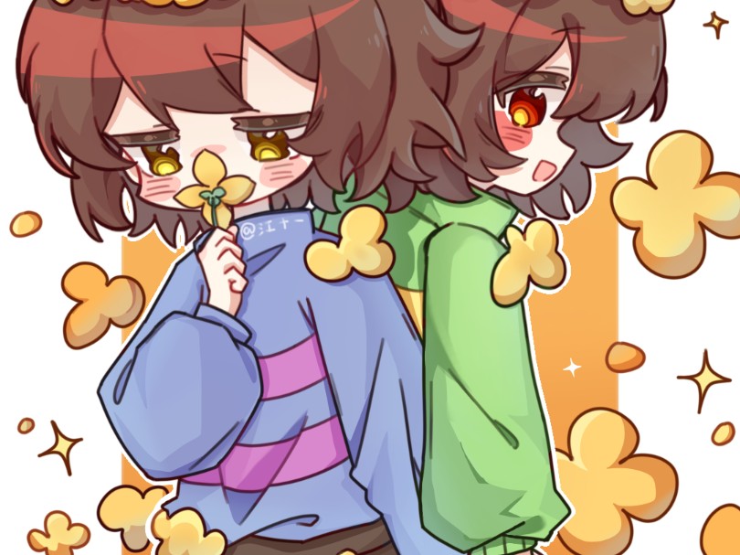 也是之前画的frisk和chara 然后就是勾线和底色是直播时候画的,写的字