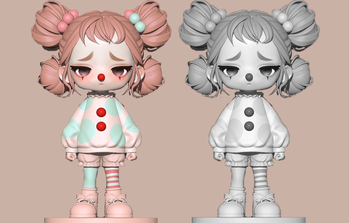 【zbrush角色建模】3小时挑战卡通q版小丑娃娃建模,适合新手学的简单